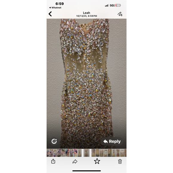 Jovani Gold Beaded Mermaid Prom Dress Size 2 V-Neck Sleeveless Long - Picture 13 of 16